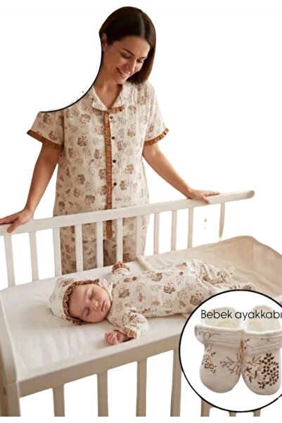 BEGONYA BEBECE KIDS Mother Baby Pajama Set Maternity Set Short-Sleeved Muslim...