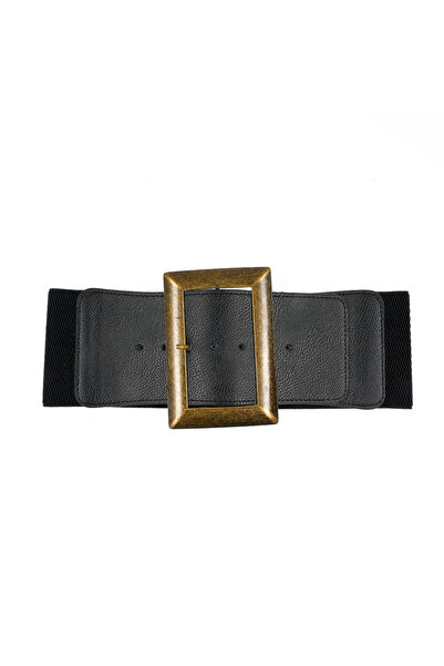 meli melo Wide elastic Belt with oversized vintage buckle