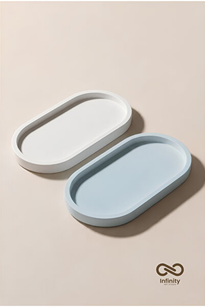Infinity Art Studio Mineral Beton Oval Sunum Takı Tabağı 2'li Set • Vernik Ka...