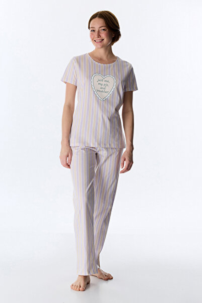 Penti Women's Cotton Lounge Me and My Pjs Shorts Sleeve Pajama Set - Mix