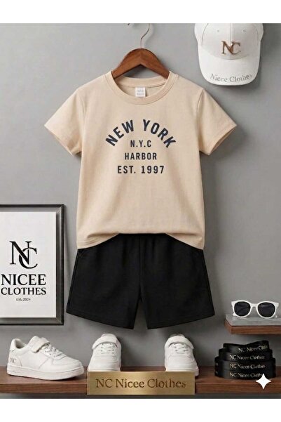NC Nicee Clothes Summer Children's T-Shirt Shorts Unisex (Black Newyork 1997 ...