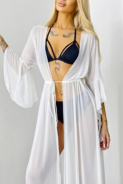 FashionForYou LEXA Παραλιακή Ζακέτα με Φαρδιά Μανίκια και Κορδόνι στη Μέση, Λ...