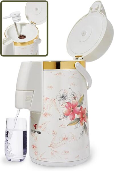 MEBASHI 3L Vacuum Flask with Push-Button Lock and Pump Action - Plastic White...