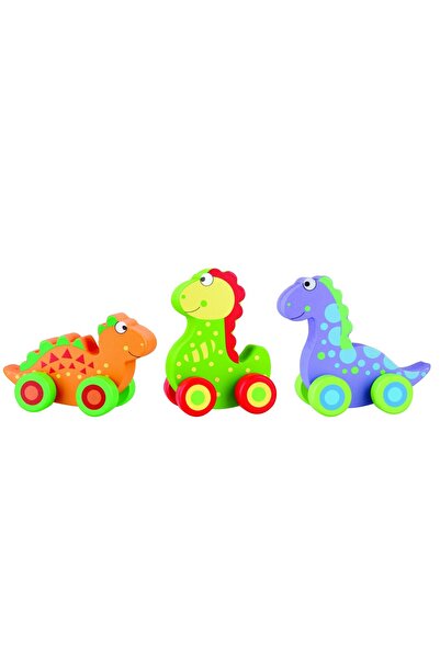 Baby Oliver Σετ 3 Δεινόσαυροι Push & Pull Dinosaurs Orange Tree Toys
