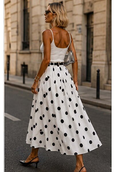 ibeeka Old money style midi polka dot skirt