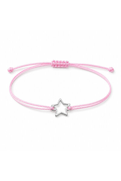 Zâna Casei Adjustable bracelet with pink cord and star pendant, delicate acce...