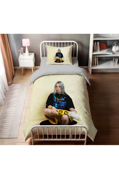 hediyechy Husă de pilotă cadou cu tematică Billie Eilish, imprimată 3D, set de husă de pilotă pentru o persoană.