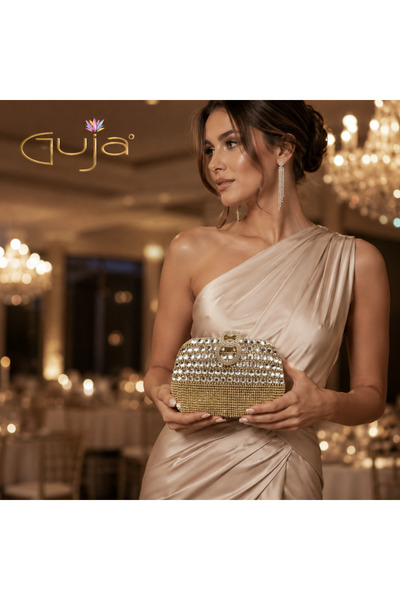 Guja 25Yc1290 Evening Bag with Stone-Encrusted Fringe