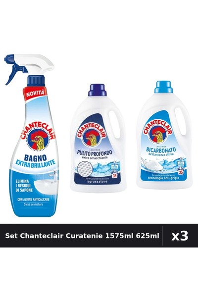 Chanteclair Set 3 Detergent și Degresant 1575ml 35 Spalari - Bicarbonat, Cura...