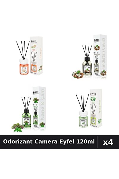 Eyfel Set 4 Odorizant Camera cu Betisoare - Acacia, Iasomie, Nucă Cocos, Pin ...