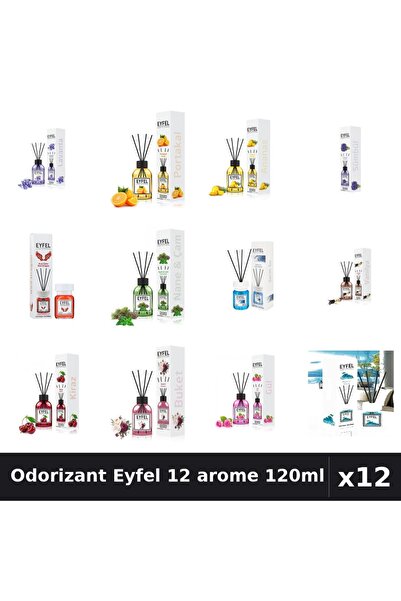 Eyfel Set 12 Odorizante Camera cu Betisoare - 12 Arome Asortate, 120ml Parfum...