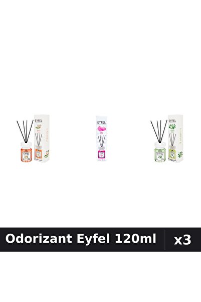 Eyfel Set 3 Odorizante Camera cu Betisoare 120ml - Acacia, Bubble Gum, Iasomie