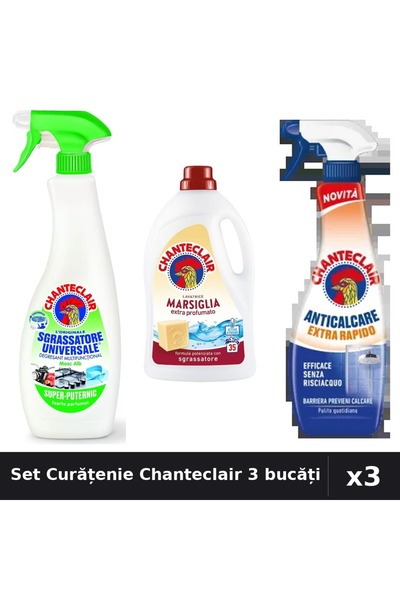 Chanteclair Set 3 Curățenie - Degresant Universal 600ml, Detergent 1575ml, An...