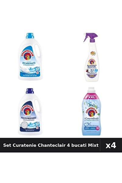 Chanteclair Set 4 Detergent și Balsam 1575ml 35 spalari - Bicarbonat, Curatar...