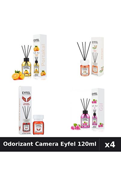 Eyfel Set 4 Odorizant Camera cu Betisoare - Portocala, Acacia, Red Dragon, Tr...