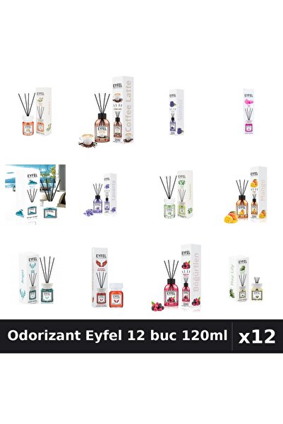 Eyfel Top Bottom Set of 12 Room Air Fresheners with Sticks - 12 Assorted Frag...
