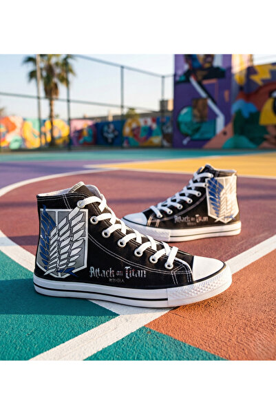 TREND Attack on Titan Anime Baskılı Unisex Yüksek Taban Sneaker