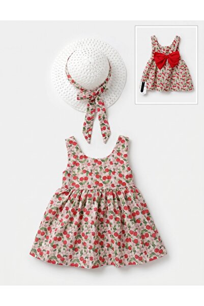 MiniKids Рокля с шапка, череши, с червено