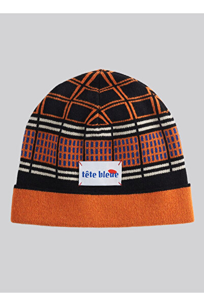 Tete Bleue Turuncu Kadın Geometrik Desenli Bere NOE CASHMERE BLEND GRAPHIC BE...