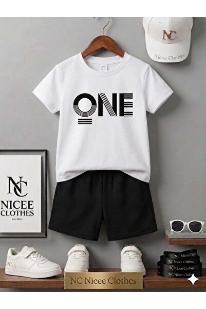 NC Nicee Clothes LETNJA DEČJA MAJICA I KRATKE HLAČE UNISEKS (CRNA SA JEDNIM Š...