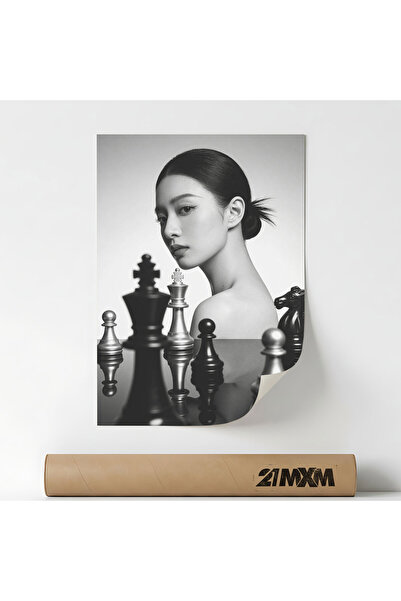 21mxm Poster Decorativ Tematică Chess Concept - 'Strategic Beauty', Material ...