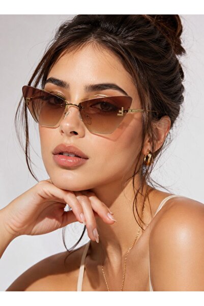 Nilu Moda Women's Crystal Embossed First Cateye Sunglasses