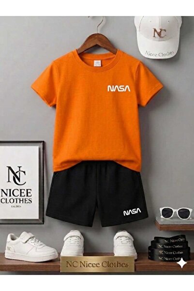 NC Nicee Clothes Summer Children's T-Shirt Shorts Unisex (White Small Nasa Pr...