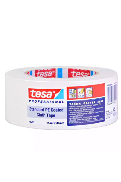 Tesa Bandă adezivă albă din material textil 25m*50mm