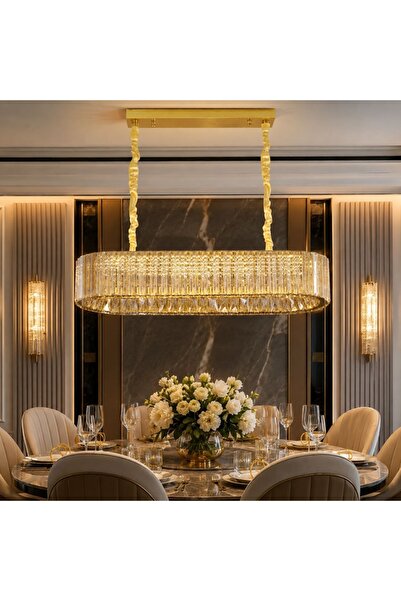 proled LED Crystal Chandelier Gold 192W (96W+96W), Remote Control, Glimmer A6...