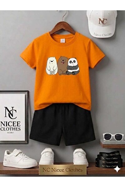 NC Nicee Clothes Summer Children's T-Shirt Shorts Unisex (3 Kafadarr Prints)