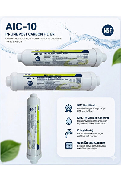 segyhome Easywell 10 In-Line Nsf Onaylı Post Karbon Tatlandırıcı Filtre-Bağla...