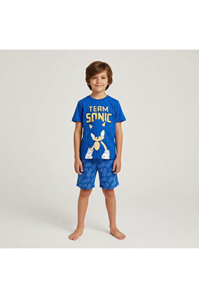Sonic Pijama de vară din bumbac cu mânecă scurtă, Echipa Albastră