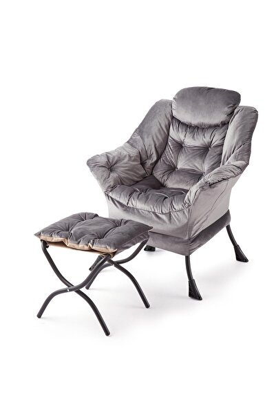 Garvee Velvet Lazy Lounge Chair with Armrests & Side Pocket