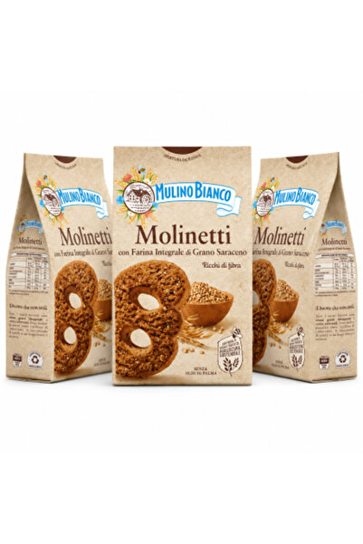 Mulino Bianco Set 3 x Molinetti Biscuits, with wholemeal buckwheat flour, ric...