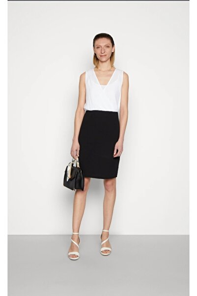 ANNA FİELD Rochie damă alb-negru, fără mâneci, decolteu petrecut, elegantă of...