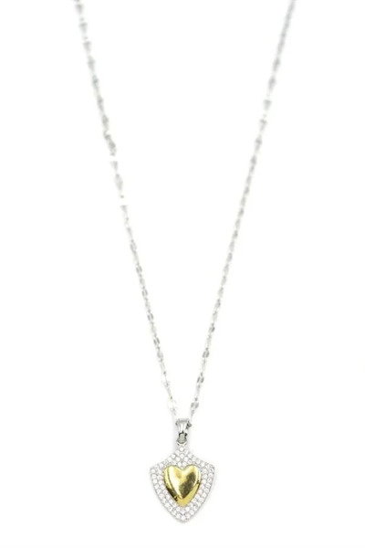 Marsilyan Nvdn- Ieg - Stone Heart Necklace - Silver Iegrs-Nvdn1