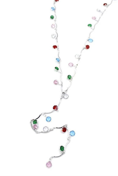 Marsilyan Nvdn- Ieg - Colorful Stone Y Necklace - Silver Iegrs-Nvdn1