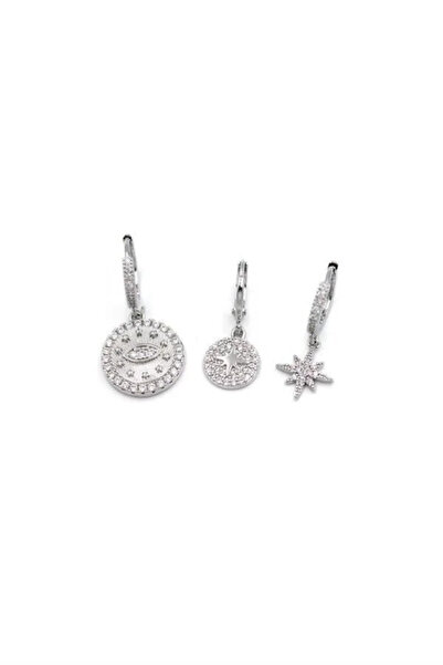 Marsilyan Nvdn- Ieg - 3-Piece Stone Hoop Earrings - Silver Iegrs-Nvdn1