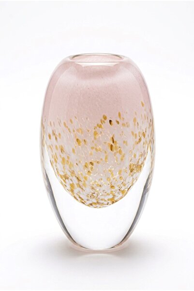 Sembol 19 cm Crystal Vase - Gold Sparkling Powder Pink Luxury Decorative Glas...