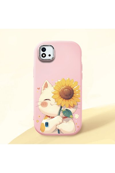 Hontinga Realme C20A Compatible Case Camera Protector Pink Silicone Couple Ph...