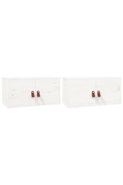 vidaxl Dulapuri de perete 2 buc. alb, 60x30x30 cm, lemn masiv de pin