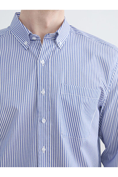 LC Waikiki Blue Comfortable Fit Striped Men's Shirt