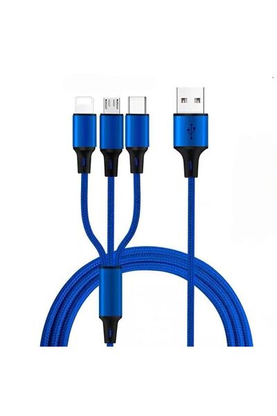 PUXI كابل شحن USB للهاتف، كابل شحن متعدد بطول 4 أقدام، كابل USB متعدد مجدول م...