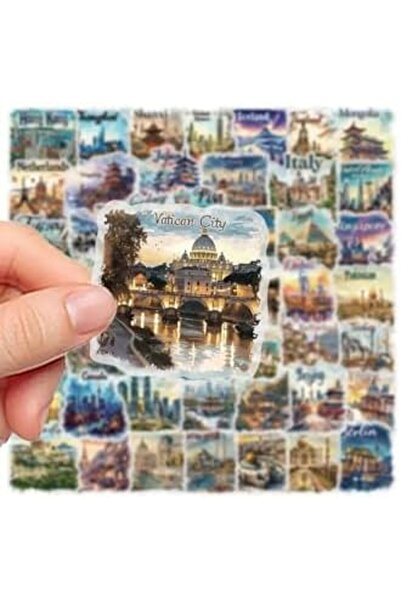 Yıldızan Terra Organik 50'Li Travel Postcard Stickers, Set Laptop Notebook Ta...