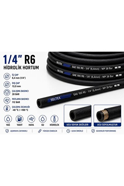 SELL 1/4" SAE 100 R6 Hidrolik Hortum Yağ Hava Yakıt Hortumu 1 Metre