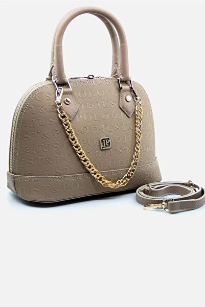 Just Polo حقيبة يد وكتف نسائية منقوشة بنمط المنك مع سلسلة إكسسوارات MH4031MH