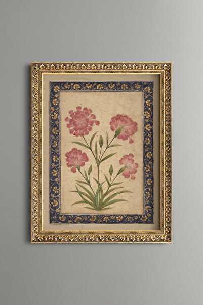 epiqart Pink Carnation Motif - Vintage Patterned Frame - Slim Model