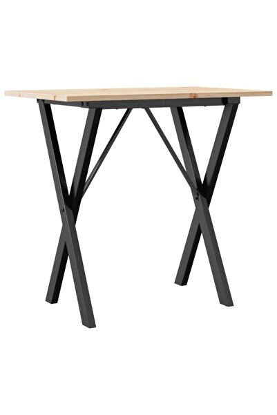 vidaxl Masă de bucătărie, cadru X, 80x50x75 cm lemn masiv pin și Oţel