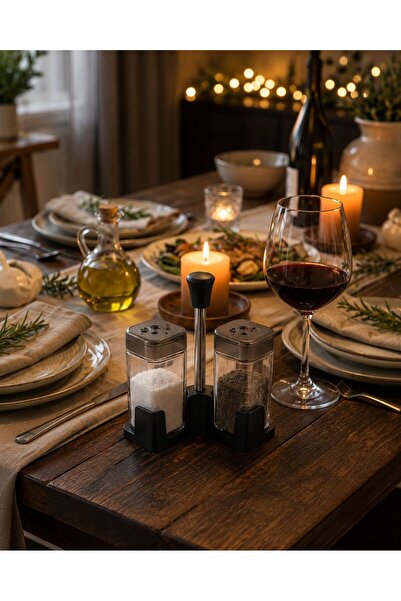 LEYA HOME 2-Piece Gray Glass Salt and Pepper Shakers with Stand