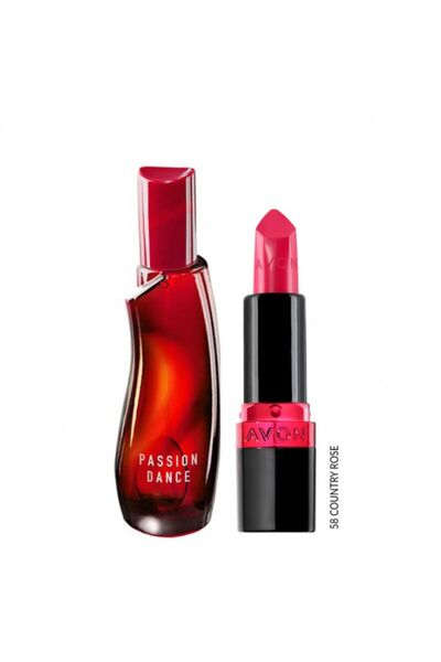 AVON Top Bottom Set Passion Dance & Lipstick Country Rose
